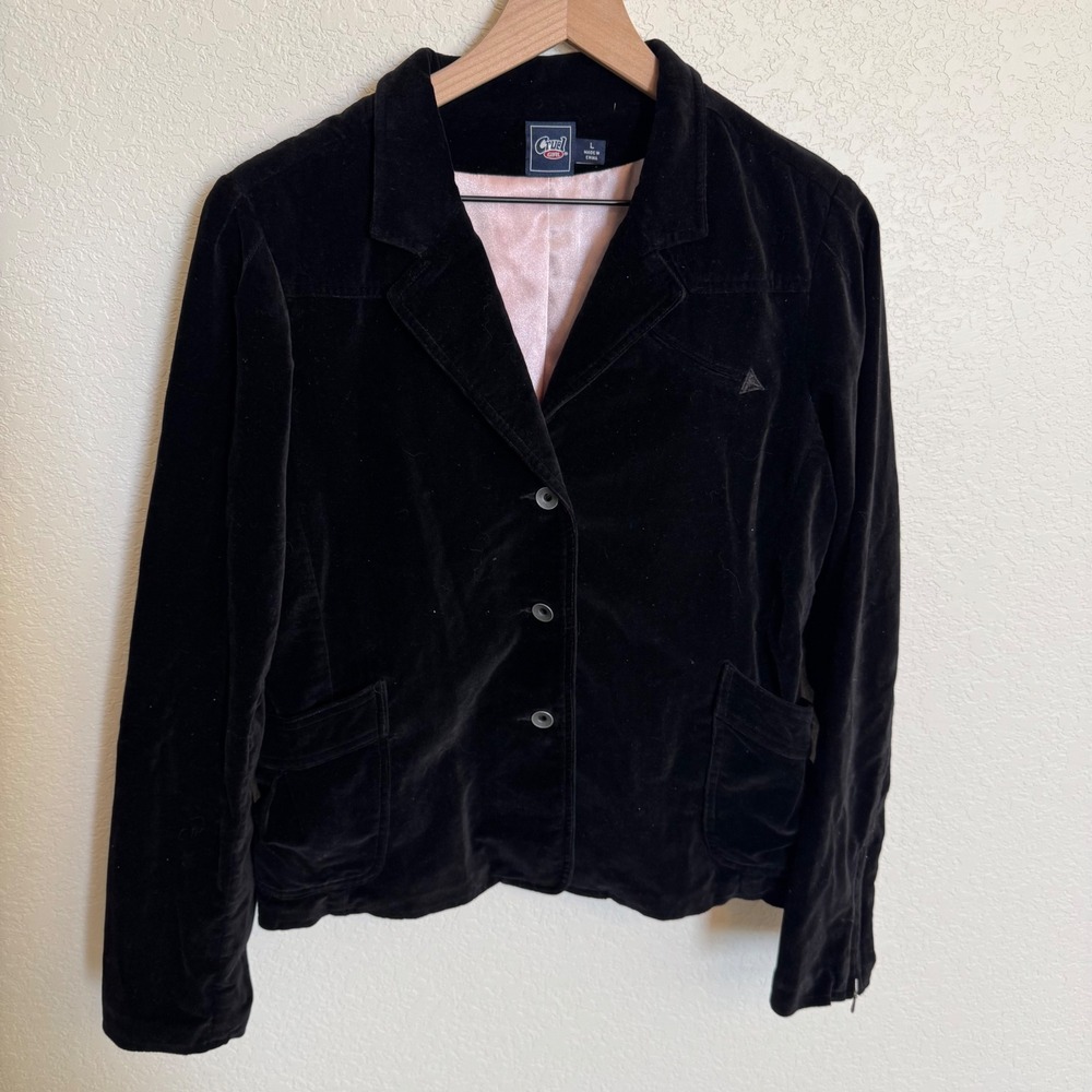 Y2K Dark Academia Cruel Girl Velvet Blazer Jacket Large Black